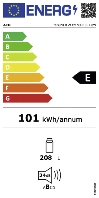 AEG TSK5O121ES energielabel