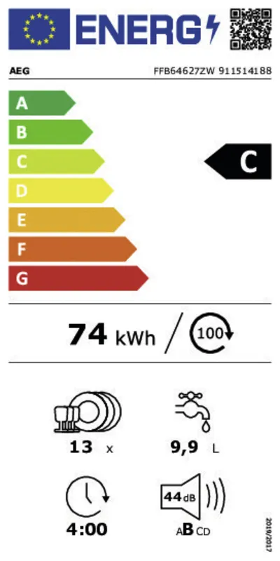 AEG FFB64627ZW energielabel