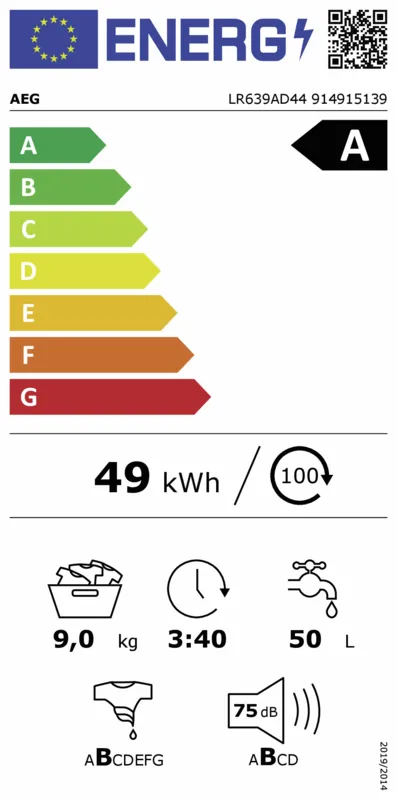 AEG LR639AD44 energielabel