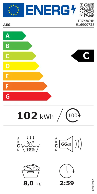 AEG TR748C4B energielabel