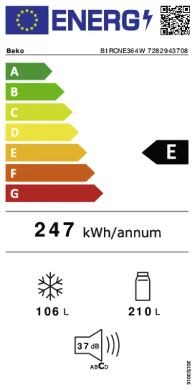 Beko B1RCNE364W energielabel