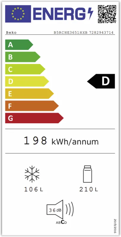 Beko B5RCNE3651HXB energielabel