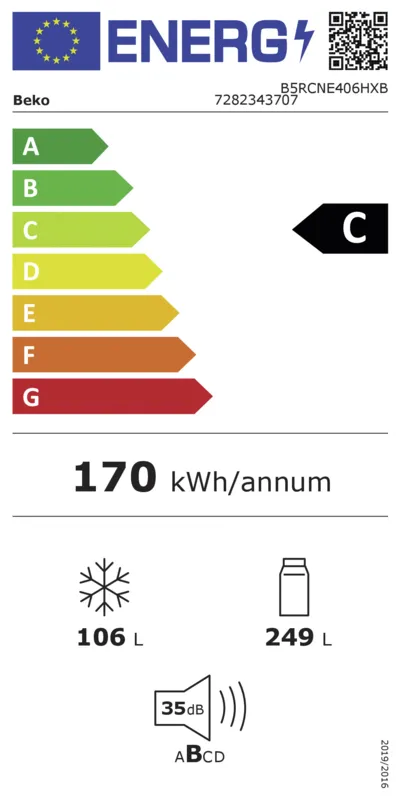 Beko B5RCNE406HXB energielabel