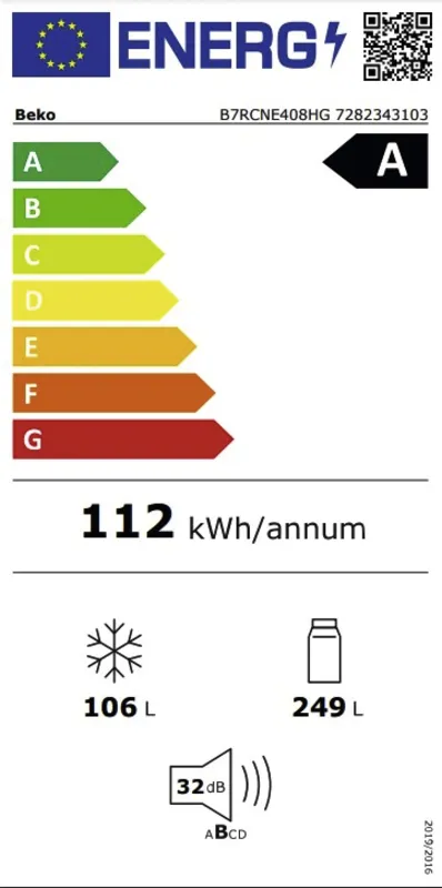 Beko B7RCNE408HG energielabel