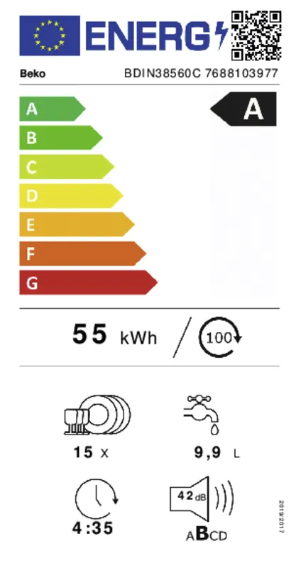 Beko BDIN38650D energielabel