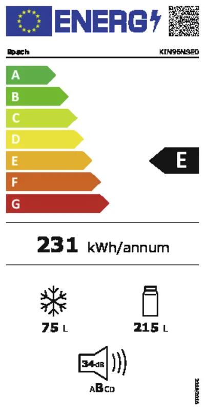 Bosch KIN96NSE0 energielabel