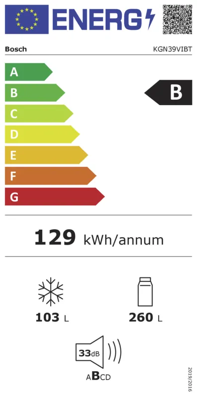 Bosch KGN39VIBT energielabel