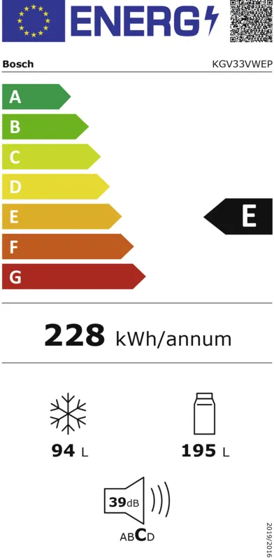 Bosch KGV33VWEP energielabel