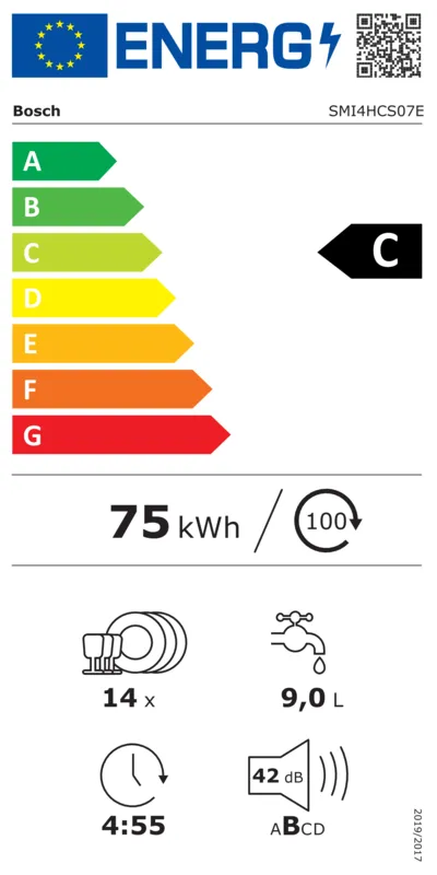 Bosch SMI4HCS07E energielabel