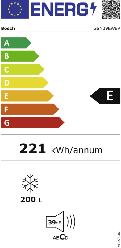Bosch GSN29EWEV energielabel