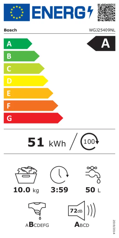 Bosch WGJ25409NL energielabel