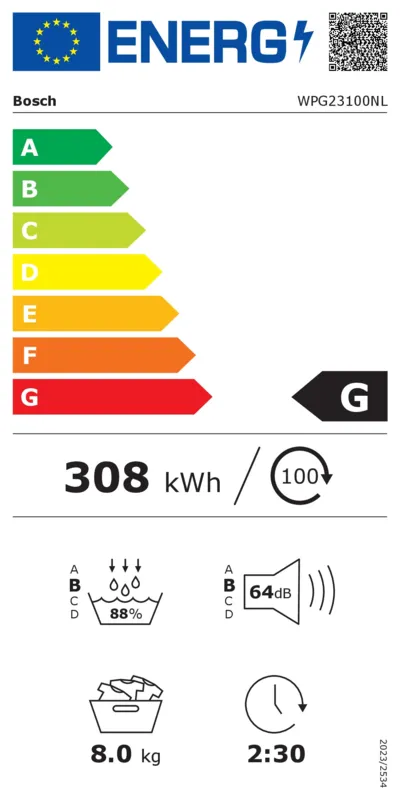 Bosch WPG23100NL energielabel