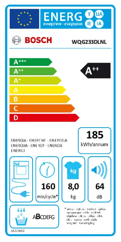 Bosch WQG233DLNL energielabel