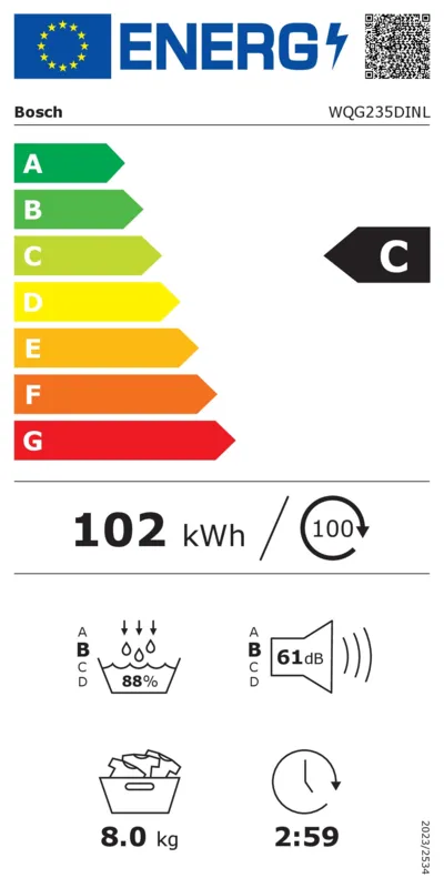 Bosch WQG235DINL energielabel