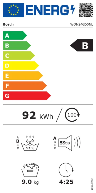 Bosch WQN246D0NL energielabel
