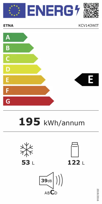 Etna KCV143WIT energielabel