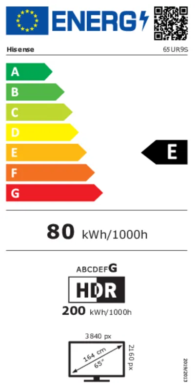 Hisense 65UR9S energielabel