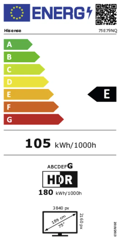Hisense 75E79NQ energielabel