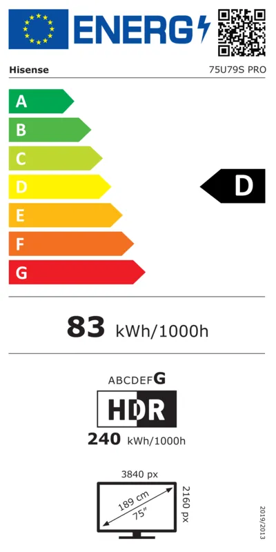 Hisense 75U79S PRO energielabel