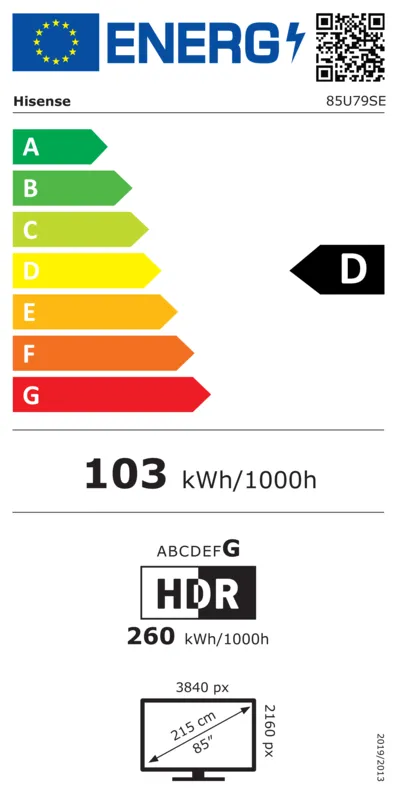 Hisense 85U79SE energielabel