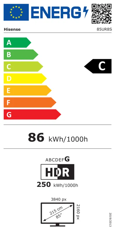 Hisense 85UR8S energielabel