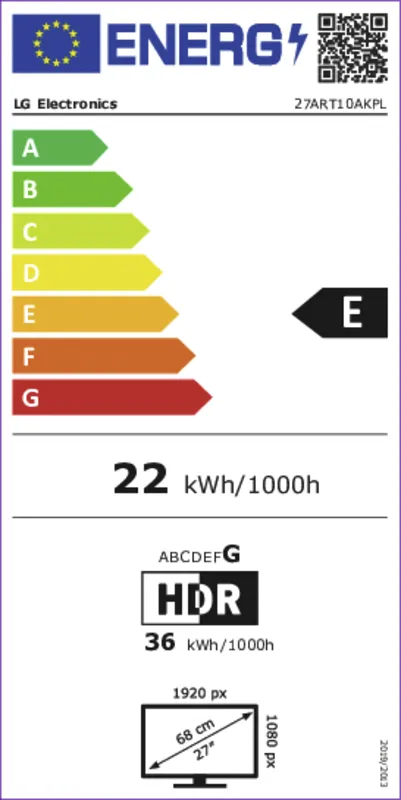 LG 27ART10AKPL.AEUW energielabel