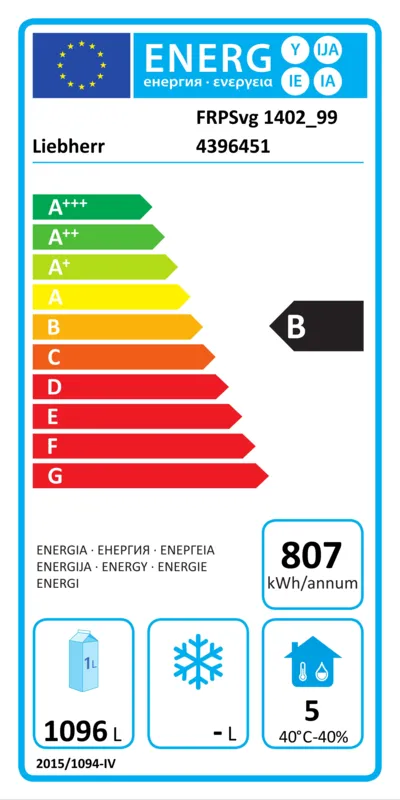 Liebherr FRPSvg 1402-40 energielabel