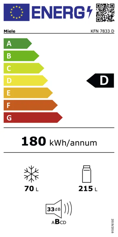 Miele KFN 7833 D energielabel
