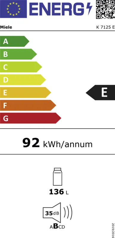 Miele K 7125 E energielabel