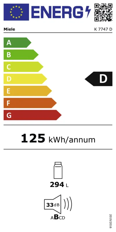 Miele K 7747 D Gala Edition energielabel