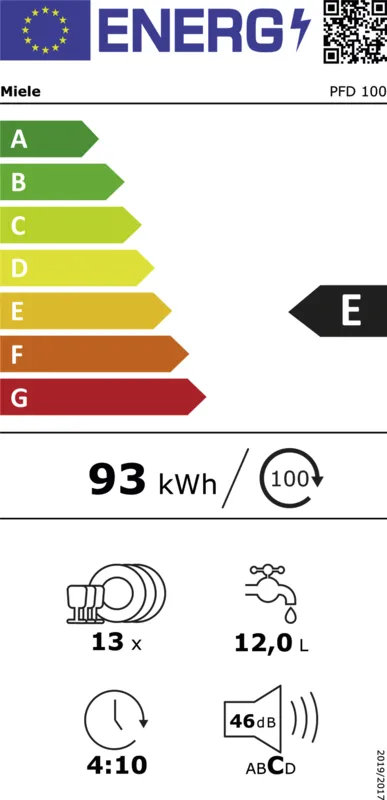 Miele PFD 100 SmartBiz energielabel