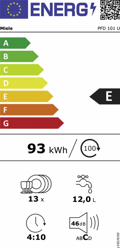 Miele PFD 101 U energielabel