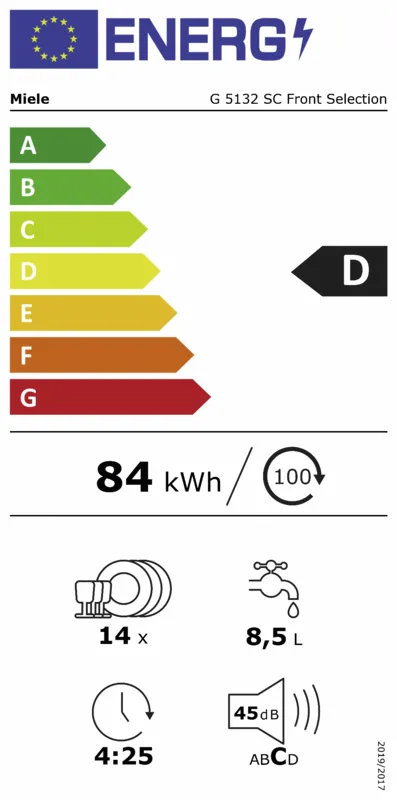 Miele G 5132 SC clst energielabel