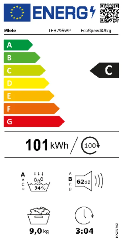 Miele TEH 795 WP EcoSpeed energielabel