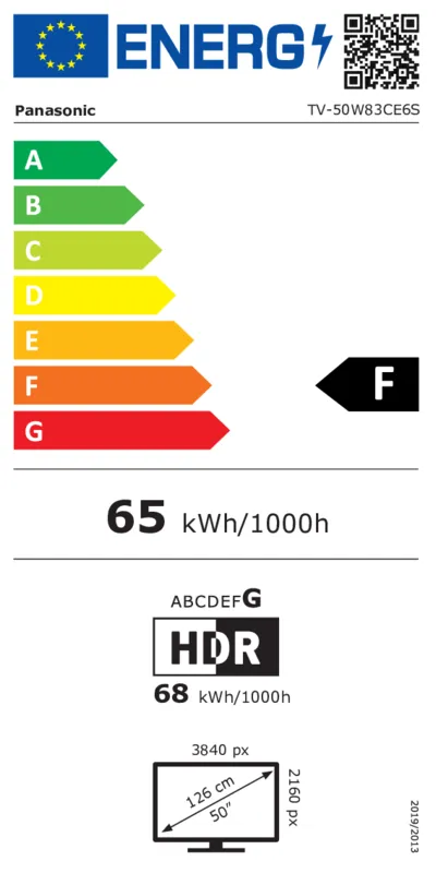Panasonic TV-50W83CE6S energielabel