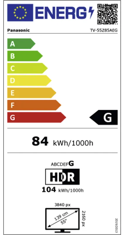 Panasonic TV-55Z85AEG energielabel
