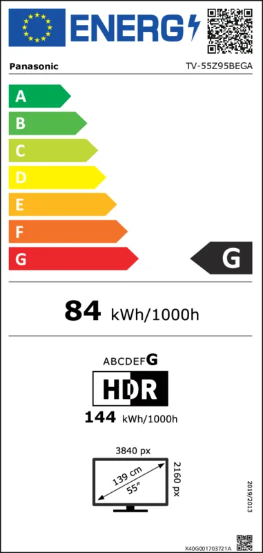 Panasonic TV-55Z95BEGA energielabel