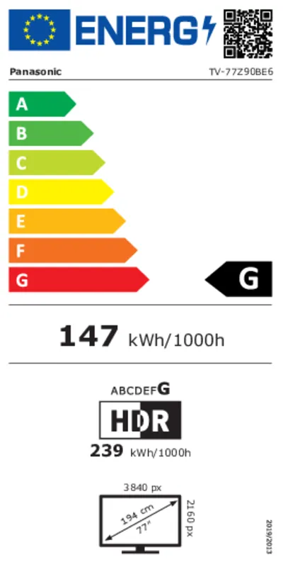 Panasonic TV-77Z90BE6 energielabel