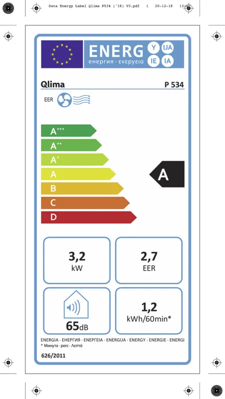 Qlima P 534 energielabel