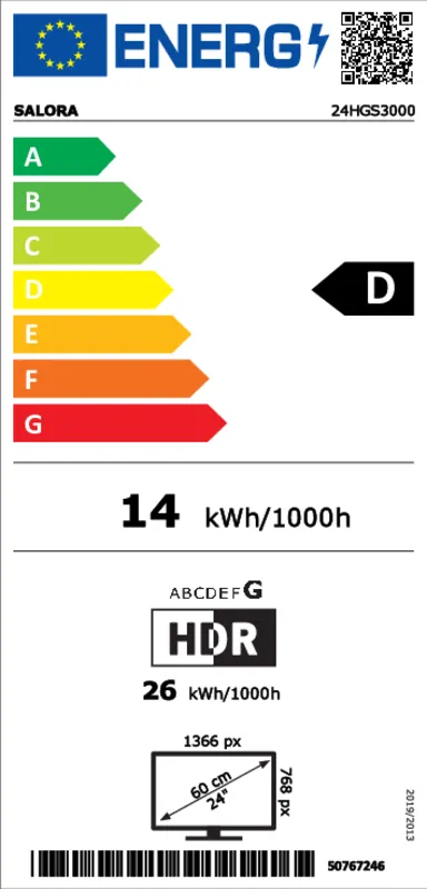 Salora 24HGS3000 energielabel