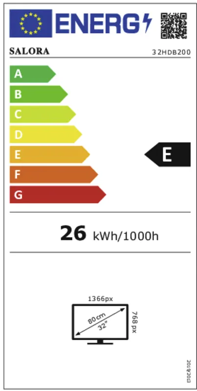 Salora 32HDB200 energielabel