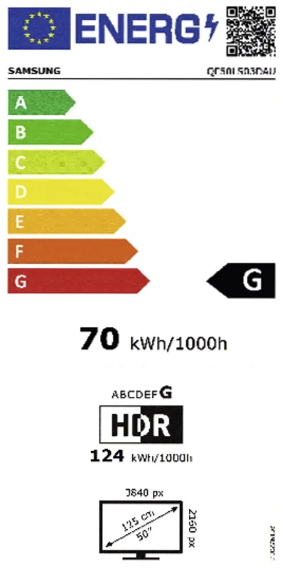 Samsung QE50LS03DAUXXN energielabel