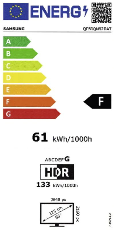 Samsung QE50QN92DATXXN energielabel
