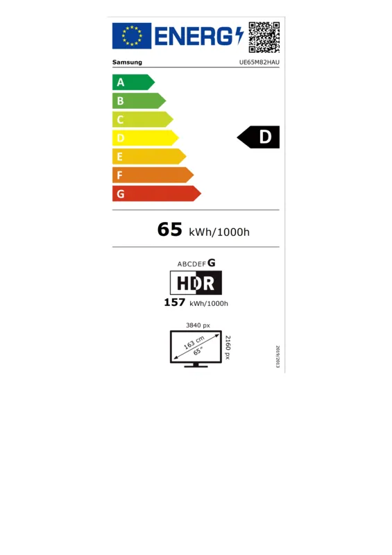 Samsung UE65M82HAUXXN energielabel