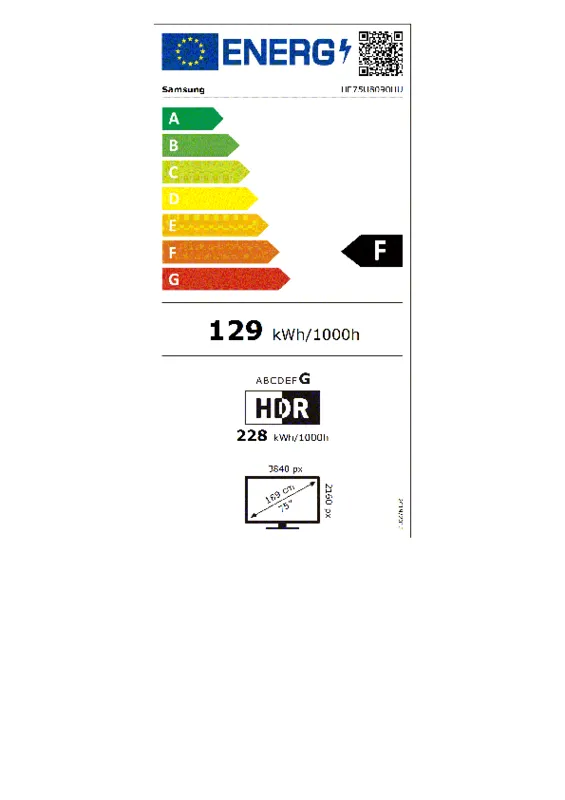 Samsung UE75U8090HUXXN energielabel