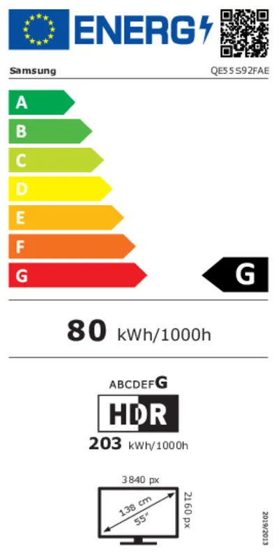 Samsung Bundelactie QE55S92FAEXXN + HW-Q930F/XN energielabel