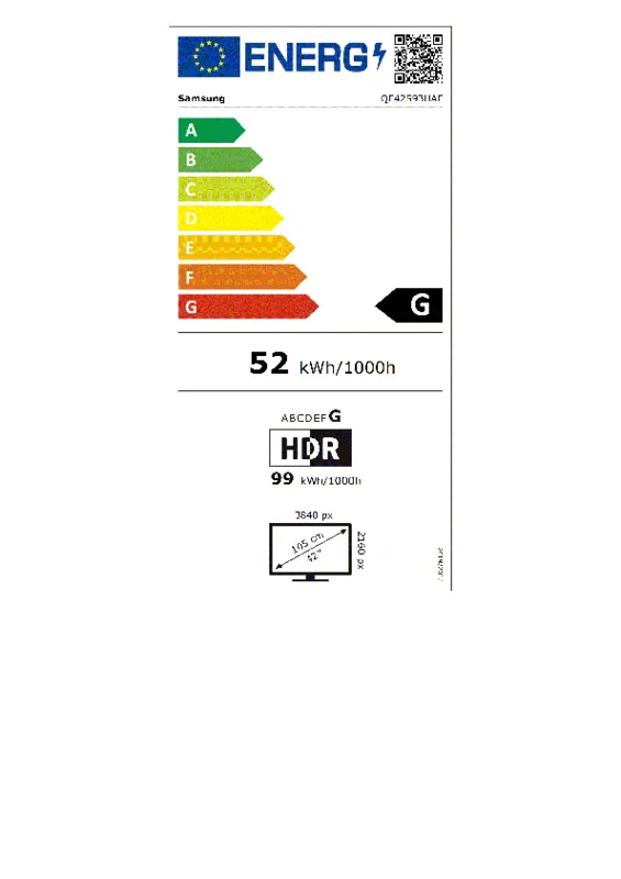 Samsung QE42S93HAEXXN energielabel