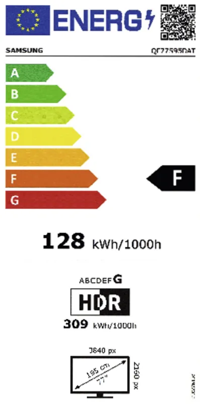 Samsung QE77S95DATXXN energielabel