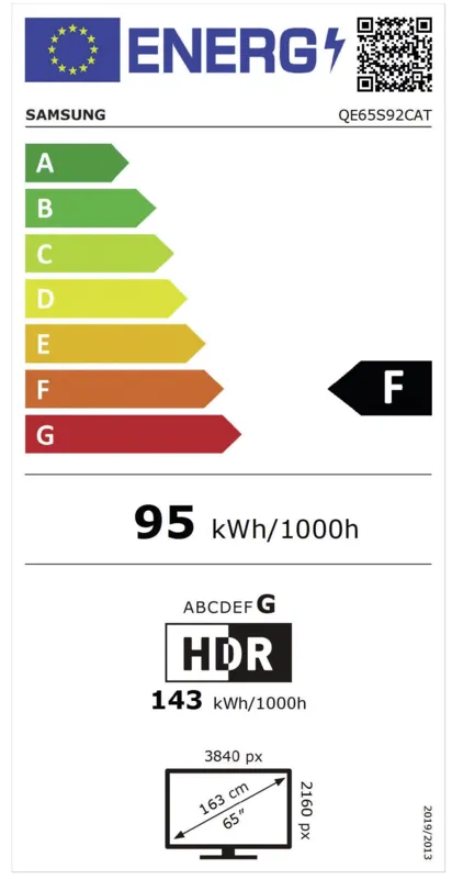 Samsung QE65S92CATXXN energielabel