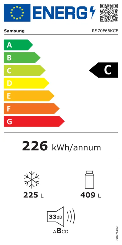 Samsung RS70F66KCFEF energielabel